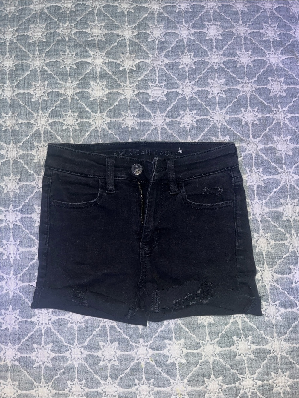 American Eagle Black Stretch Denim Shorts
